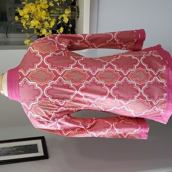 DANA BUCHMAN TUNIC TOP. Pinkand peach size XS. Long sleeves. - Picture 6 of 9